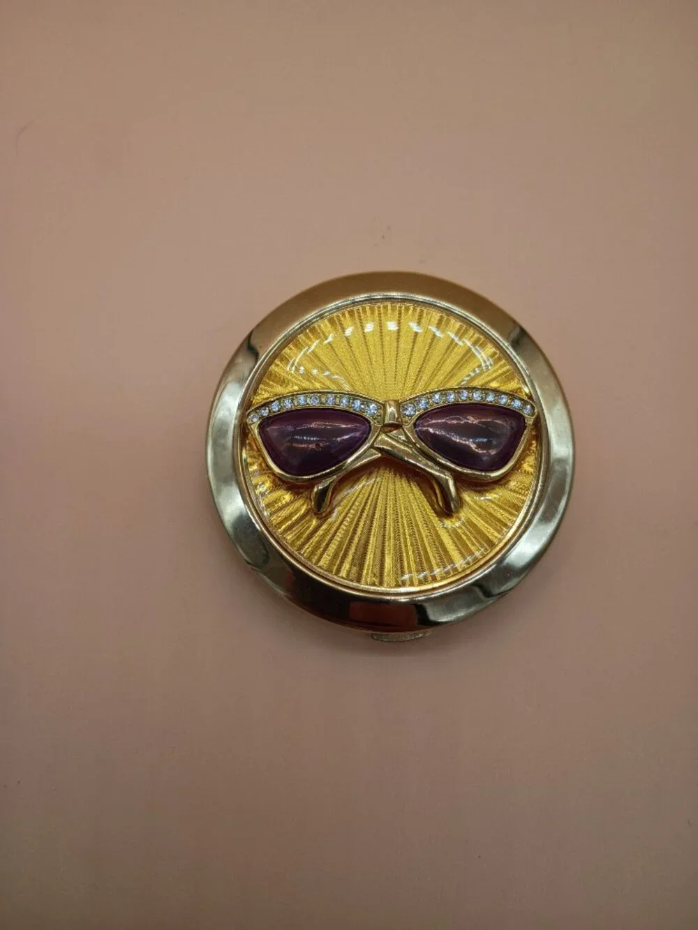 Decorative Compact Mirror with Cute Sunglasses Vintage 90s/Y2K